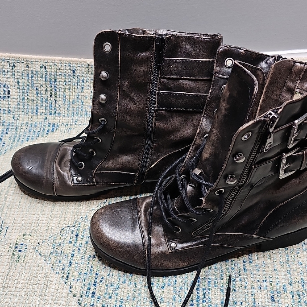 Guess Dark Brown Combat Boots - Picture 6 of 10